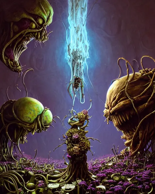 Image similar to the platonic ideal of flowers, rotting, insects and praying of cletus kasady carnage thanos davinci dementor wild hunt chtulu mandelbulb felix the cat doctor manhattan bioshock, caustic, ego death, decay, dmt, psilocybin, concept art by randy vargas and greg rutkowski and zdzisław beksinski