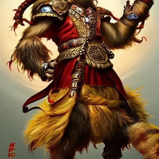 Prompt: the monkey king. Digital art. Trending on Artstation.