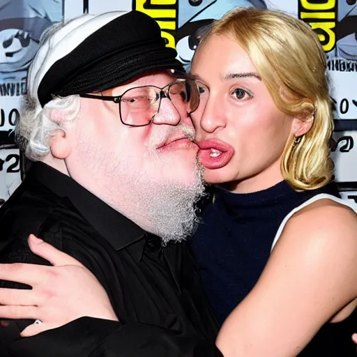 Image similar to george rr martin making out with cerci lannister