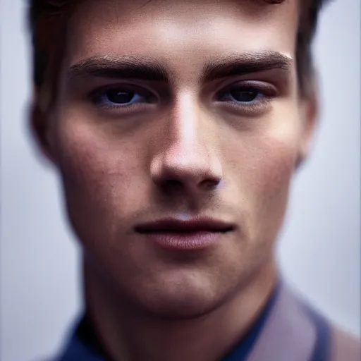 Image similar to closeup portrait of attractive young male, zeiss lens, detailed, symmetrical, centered, fashion photoshoot, by Annie Leibovitz and Steve McCurry, David Lazar, Jimmy Nelsson, Breathtaking, 8k resolution, extremely detailed, beautiful, establishing shot, artistic, hyperrealistic, beautiful face, octane render