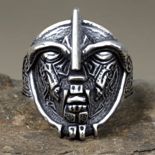 Prompt: a ring with a berserkers and vikings motif