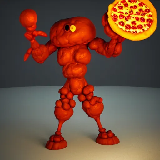 Prompt: pizza golem, 3 d model, highly detailed, unreal engine, realistic lighting, in an oven, soft shadows, artstation, octane render