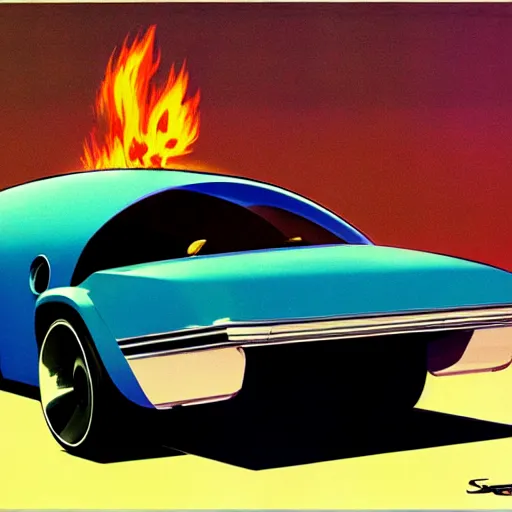 Image similar to concept art meat smoker car, illustrated by syd mead, high quality