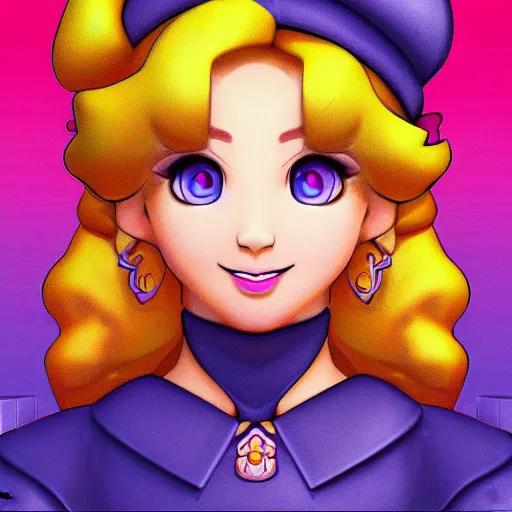 Prompt: an icon of princess peach's face, artstation, rpg, digital art, isometric, dark background.