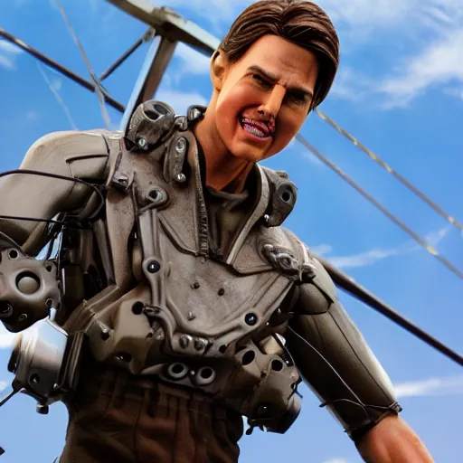 Prompt: animatronic Tom Cruise, exposed mechanics, photo, Stan Winston studios, detailed, 4k