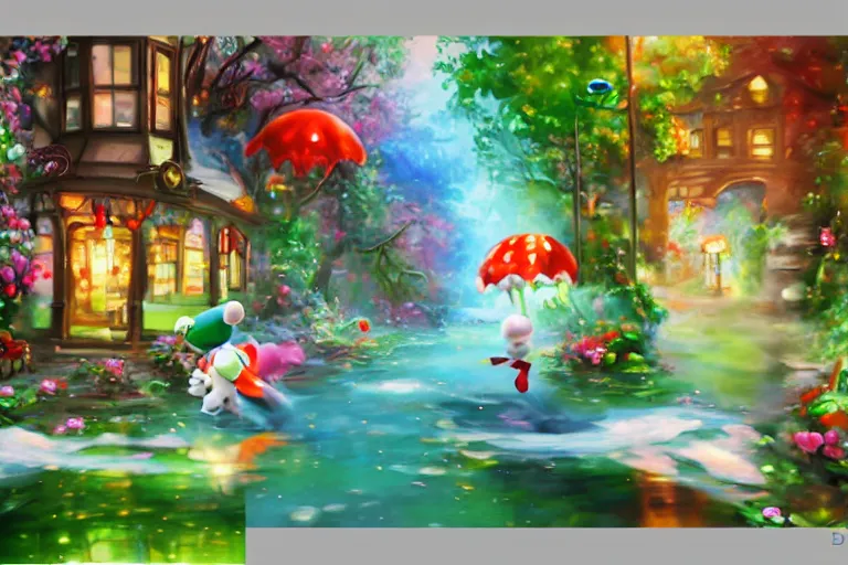 Image similar to painting acrylic blur oil wonderland yoshi kurbi dofus 3 d real