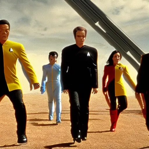 Image similar to a still from quentin tarantino's star trek movie 4 k high resolution image film still