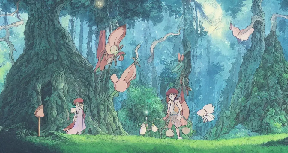 Image similar to Enchanted and magic forest, by Studio Ghibli