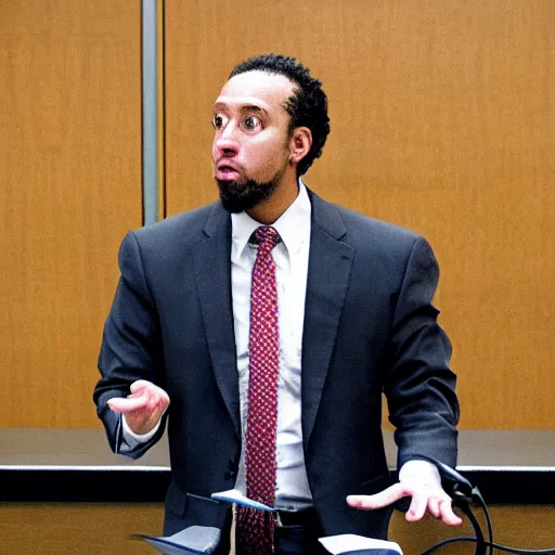 Image similar to King King attorney at law arguing his case in front of the jury