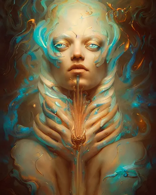 Prompt: iridescent wax dripping beauty portrait, twisting burl wood, burning runic inscriptions, peter mohrbacher, artgerm, james jean