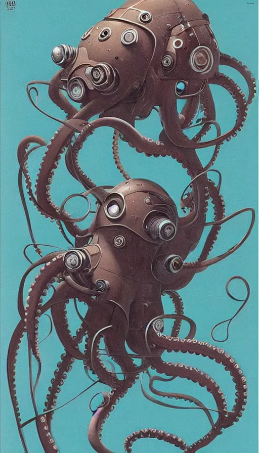 Image similar to 1 9 5 0 s retro future robot android octopus. muted colors. by wayne barlowe