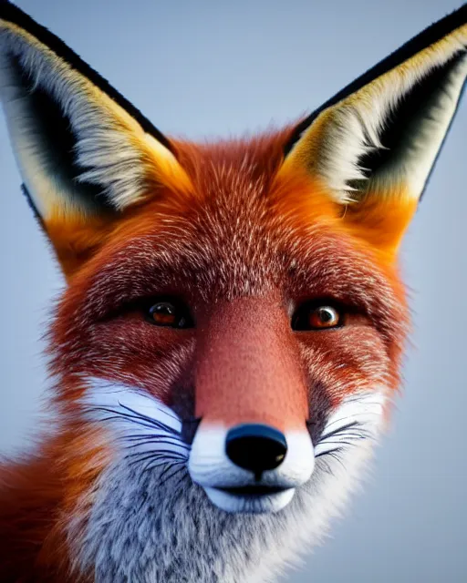 Image similar to portrait photo still of a fox fursuit, 8 k, 8 5 mm f 1. 8