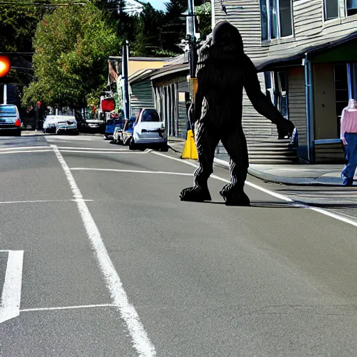 Image similar to bigfoot walking down the street in downtown Bremerton Washington