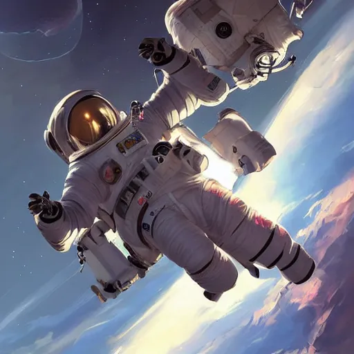Prompt: astronaut space walking by tyler edlin, cgsociety