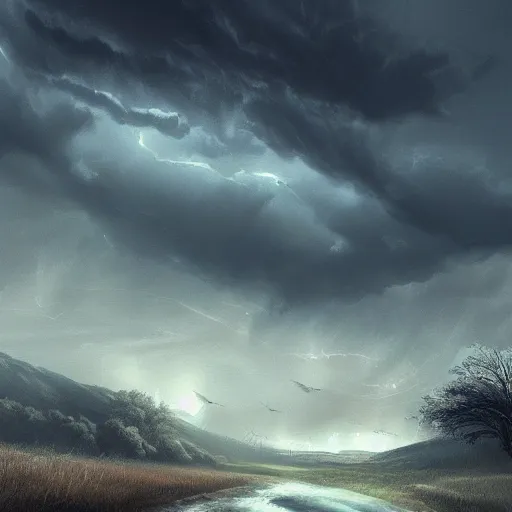 Image similar to a tornado in the distant landscape, hdr, artstation, shuttershock, 4 dimensions