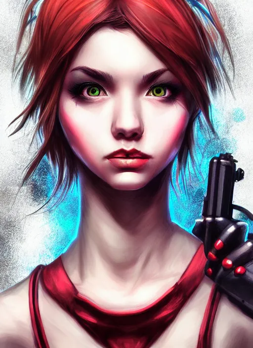 Prompt: a portrait of a pretty sewer punk young lady by artgerm