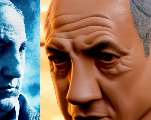 Image similar to a photo of benjamin netanyahu as a character in the avatar, hyper realistic face, beautiful eyes, cinematic, long shot, hyper detailed, 8 5 mm photograph, 8 k resolution, film still, sharp lens, wide lens