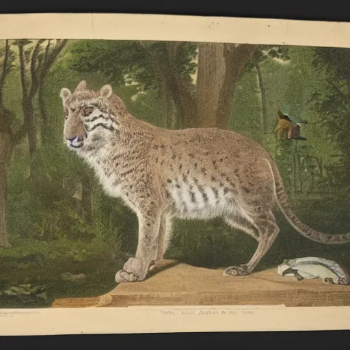 Image similar to an unexpected visitor to the zoo, color photograph in 1 8 3 2 new york