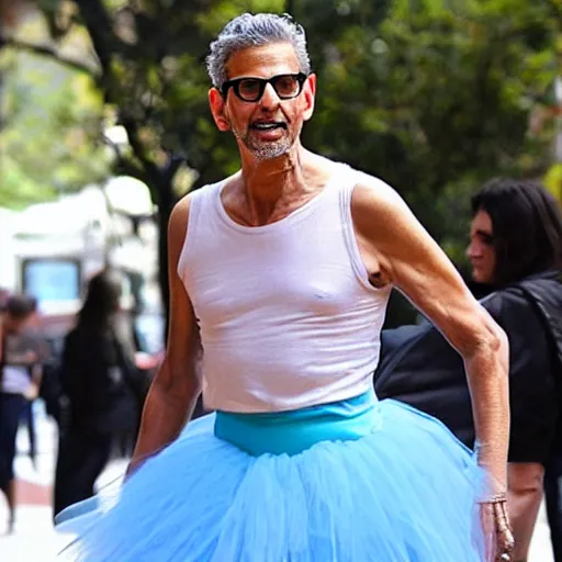 Image similar to jeff goldblum in a tutu,