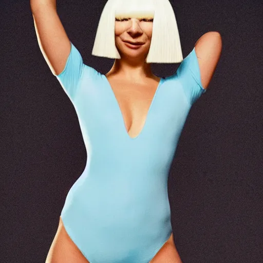 Image similar to sia furler wearing a leotard full body photoshoot