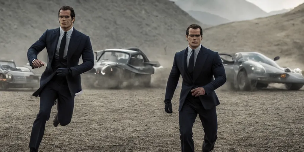 Image similar to still from actor henry cavill in the new james bond movie, amazing detail, sony fx 3, dp roger deakins