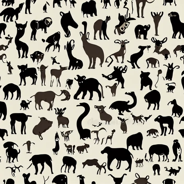 Image similar to vector pattern with animals, vector illustration, simple colors, minimalism, symmetry, symmetrical, looping, artstation, DeviantArt
