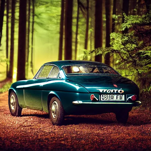 Image similar to volvo p 1 8 0 0 in the dark forest, photo