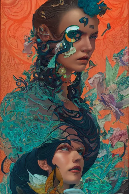 Image similar to Tristan Eaton, victo ngai, peter mohrbacher, artgerm Sylvari portrait