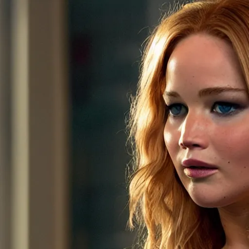 Image similar to still Jennifer Lawrence as Lindsey in Lindsay Lohan Biopic 2029