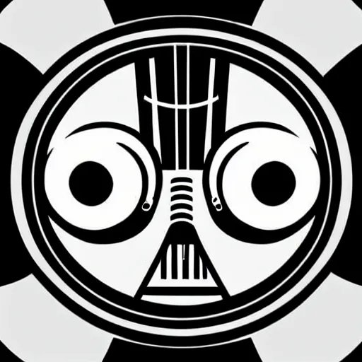 Image similar to svg sticker of a Pop-Wonder Darth-Vader at a rave, spinning records, giant headphones rocking out, wearing headphones, huge speakers, dancing, rave, DJ, spinning records, digital art, amazing composition, rule-of-thirds, award-winning, trending on artstation, featured on deviantart