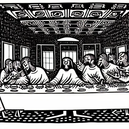 Image similar to The last supper, by Keith Haring