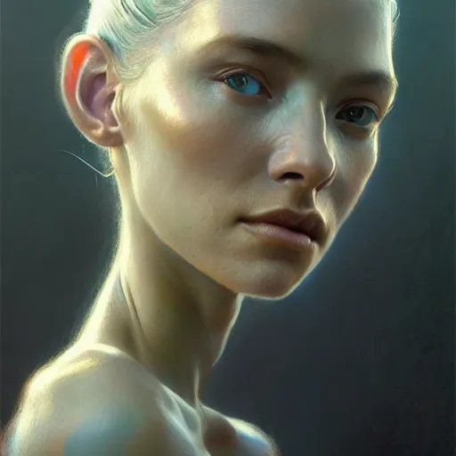 Prompt: a hyper - realistic detailed character concept art portrait of a beautiful woman on a depth of field background, artstation, award - winning realistic sci - fi concept art by jim burns and greg rutkowski, beksinski, a realism masterpiece, complimentary color palette, james gilleard, bruegel, alphonse mucha, and yoshitaka amano.