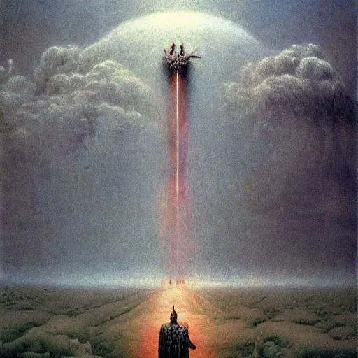 Image similar to thor, god of thunder, art by beksinski