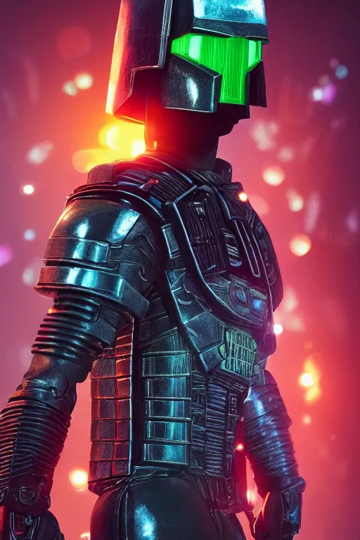 Prompt: Judge Dredd doing Saturday Night Fever at the disco. vintage bulb, burning water. intricate artwork by Tooth Wu and wlop and beeple and dan mumford and greg rutkowski. halo. octane render, cinematic, hyper realism, octane render, 8k, depth of field, bokeh. iridescent accents. vibrant