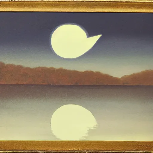 Prompt: A painting of two silhouettes sitting by a lake, UFO in the sky, Kobayashi Kiyochika