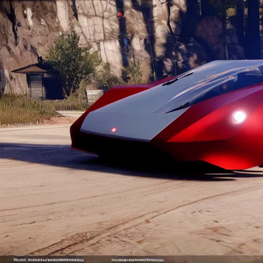 Image similar to futuristic sleek sports car in red dead redemption 2