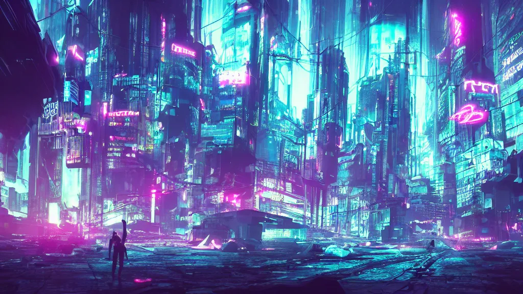 Prompt: glitchcore cyberpunk city, surreal dream-like atmosphere, volumetric lighting, neon ghosts and spirits, highly detailed, digital painting, artstation, concept art, matte, 8k ultraHD octane render