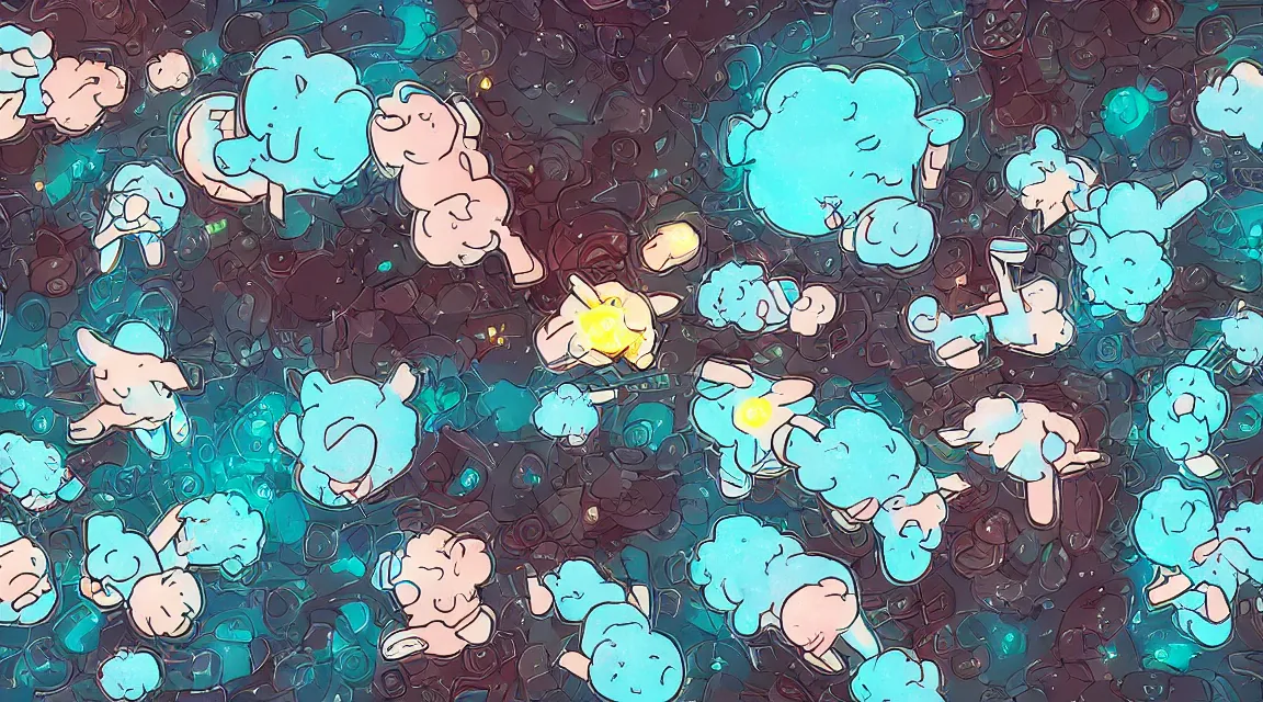 Image similar to do the androids dreams with electric sheeps, digital art, illustration style