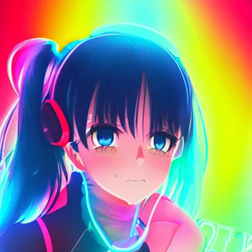 Premium AI Image  Anime character with a neon glow on his face