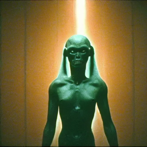 Image similar to movie still of a the alien girl, cinematic composition, cinematic light, by david lynch