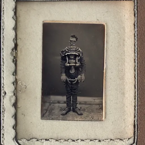 Image similar to tintype photo, antique diving suit