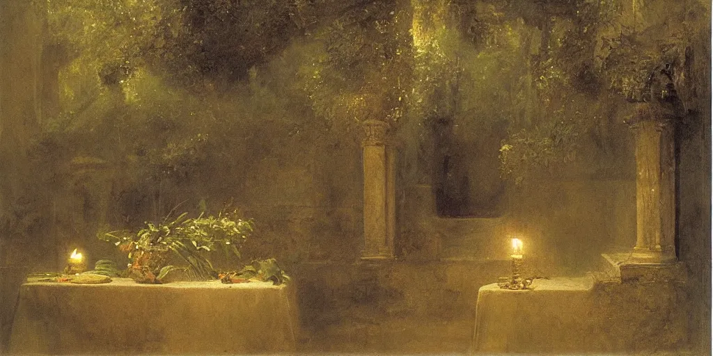 Prompt: artwork by eugene von guerard, maria fortuny atmospheric lighting