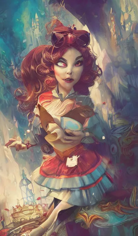 Image similar to illustration of alice from alice in wonder land, portrait, sharp focus, digital art, concept art, dynamic lighting, by emylie boivin, anna dittmann, mark arian, marc davis, and sandra chevrier