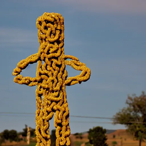 Image similar to man made of burnt macaroni