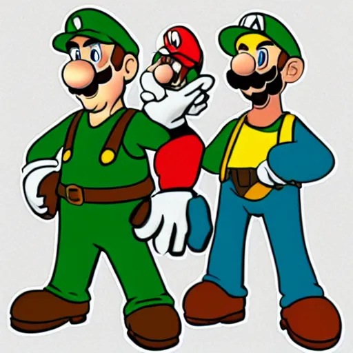 Image similar to mario and luigi and walter white and jesse pinkman