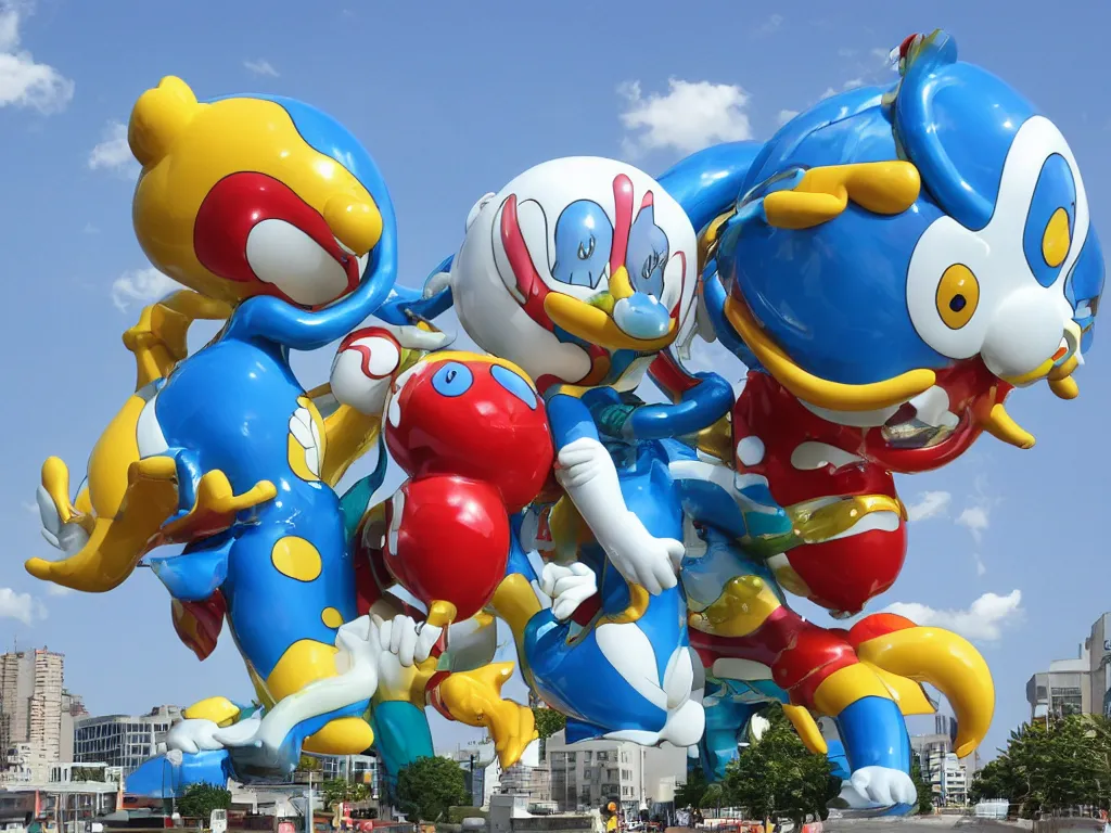 Image similar to Jeff Koon’s Doraemon Dorami Fractal Dragon statue