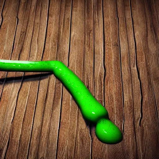 Image similar to wooden cane with green slime on it, octane render