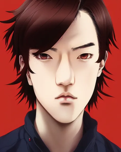 Image similar to portrait Anime as Joji singer man cute-fine-face, brown-red-hair pretty face, realistic shaded Perfect face, fine details. Anime. realistic shaded lighting by Ilya Kuvshinov katsuhiro otomo ghost-in-the-shell, magali villeneuve, artgerm, rutkowski, WLOP Jeremy Lipkin and Giuseppe Dangelico Pino and Michael Garmash and Rob Rey