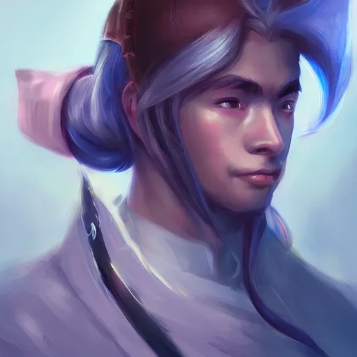 Prompt: portrait of streamer sykkuno, matte painting by ross tran, artstation