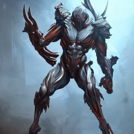 warframe, muscular male undead cyborg, muscle, fungus, | Stable Diffusion